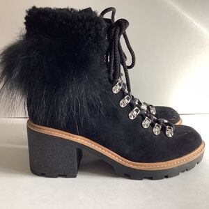 HOT ITEM🔥Sigerson Morrison Naia Leather & Asiatic Raccoon Fur Boot 37.5 / 7.5